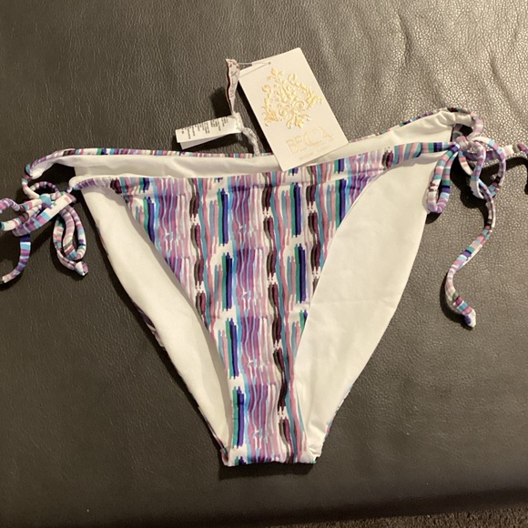 NWT Becca Size L Colorful Striped Bikini Bottom - Picture 1 of 5